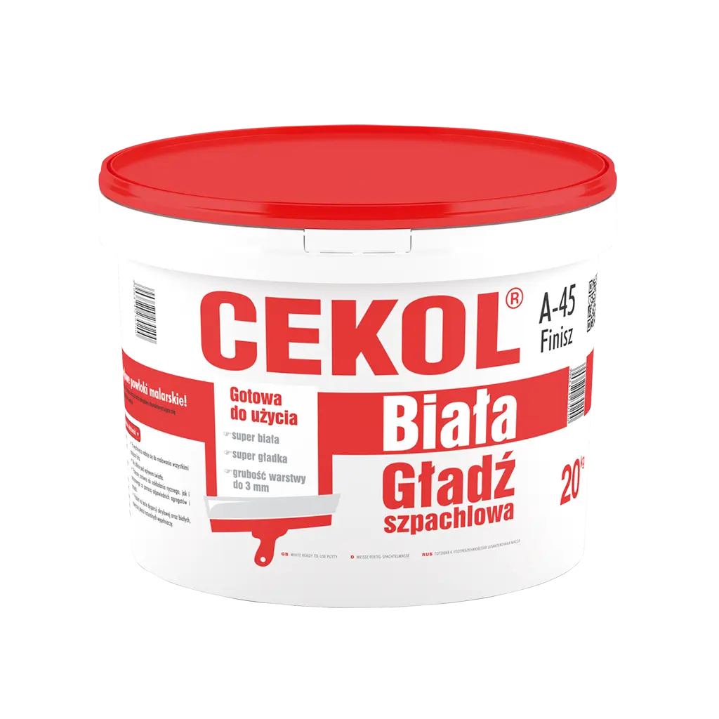 Cekol A-45 Finisz ready-to-use white plaster compound - 20kg