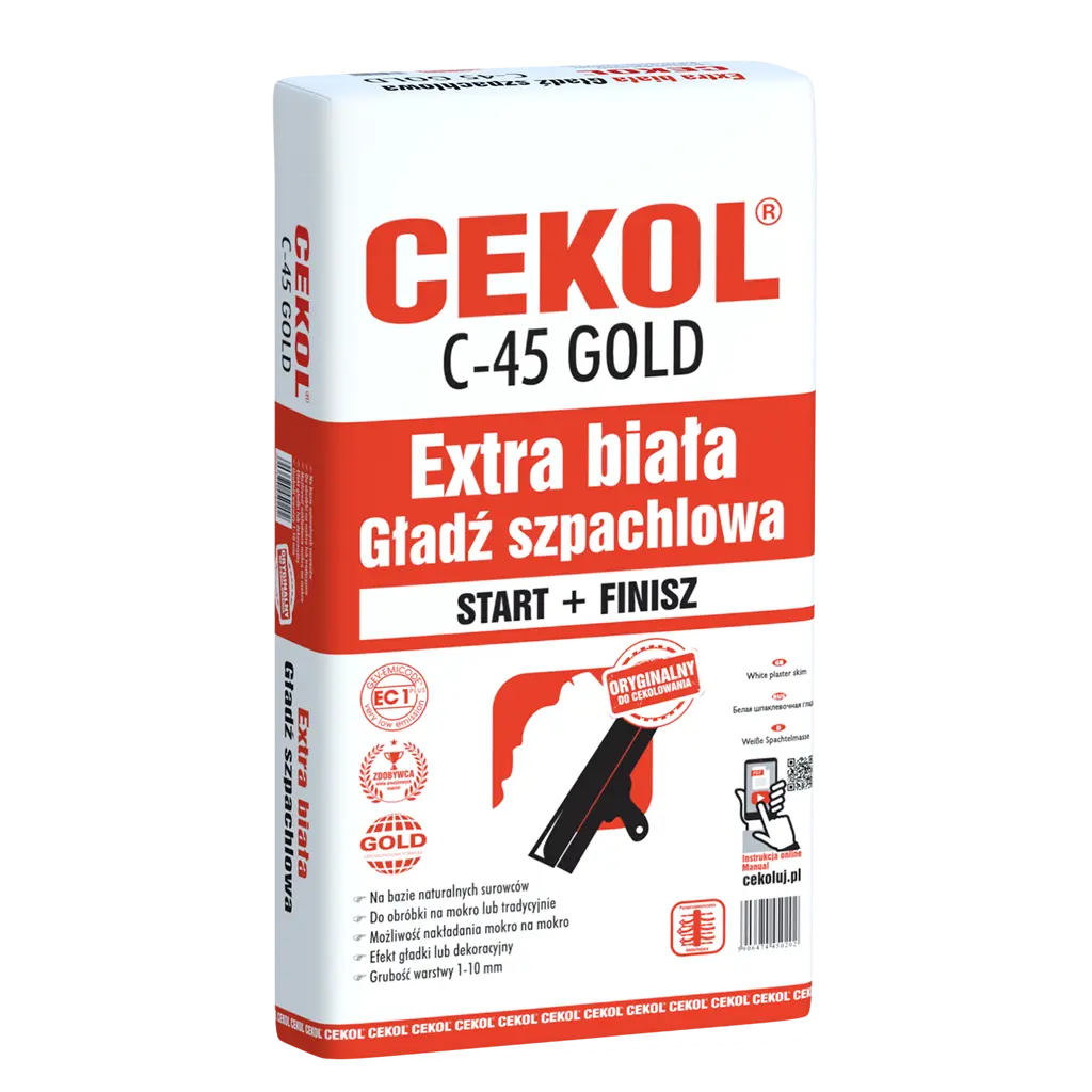 Cekol C-45 white smooth gypsum based plaster - 20kg