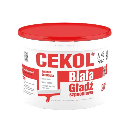 [100682] Cekol A-45 Finisz ready-to-use white plaster compound - 20kg